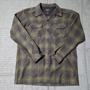 Pendleton The Original Board Shirt Medium Loop Virgin Wool Yellow/Brown Plaid